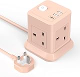BEVA Cube Extension Lead with USB Ports 4 AC Outlets 3 USB Desktop Power Hub