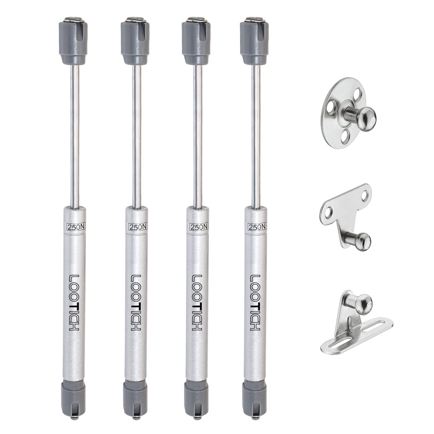 LOOTICH 250N Automatic Lid Stay Support Kitchen Cabinet Cupboard Door Toy Box Hydraulic Spring Gas Strut Piston Soft Opening Hinges for Flap Fittings Pack of 4