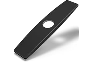 FORIOUS Kitchen Sink Cover, Sink Hole Cover 10 Inch for 1 or 3 Hole Long Rectangle Stainless Steel, Escutcheon Plate for Kitchen Faucet, Matte black Faucet Deck Plate Suitable for Bathroom Vanity