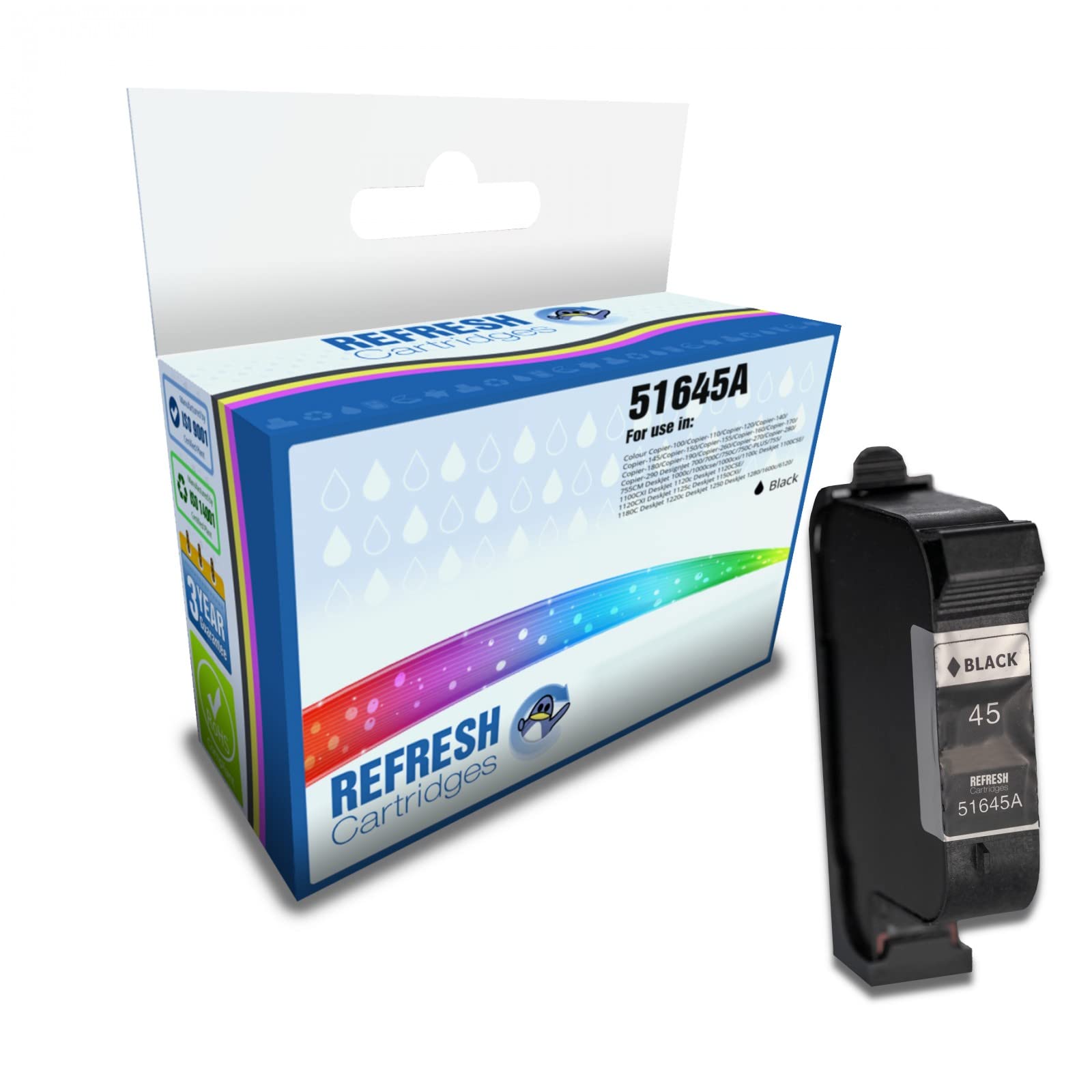 Refresh Cartridges Remanufactured Ink Cartridge Replacement for HP 51645A (Black)