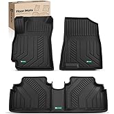 YHTAUTO Floor Mats Compatible with 2026 2025 2024 2023 2022 2021 Hyundai Elantra (Not Hybrid), TPE Floor Liners All-Weather Protection Custom Fit, 1st & 2nd Row, Set of 3 Black