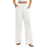 Jyanl Linen Pants Women Summer Wide Leg Palazzo Pants Loose Slim High Waist Flowy Beach Boho Lounge Trouser Work Outfits 2026