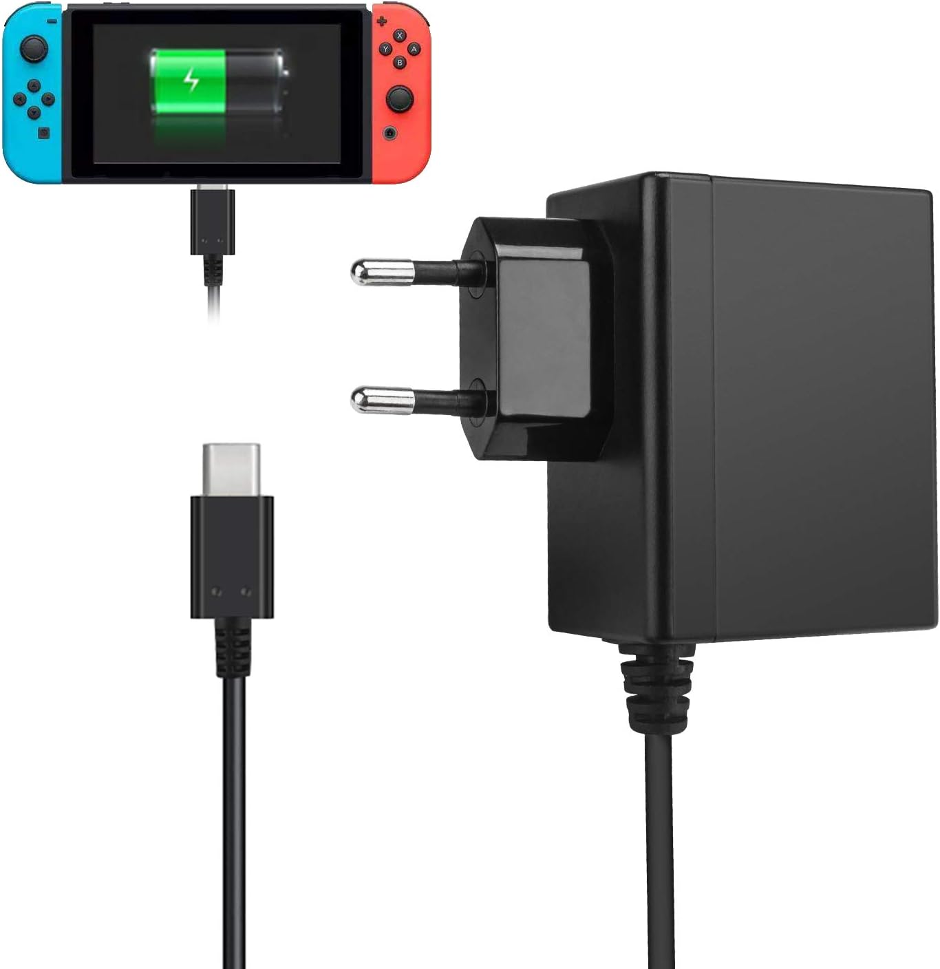 TechKen Chargeur Type C Rapide pour Nintendo Switch, Adaptateur Secteur Switch TypeC Chargeur