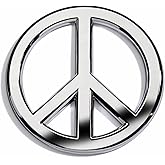 Revolution Car Badges Classic Chrome Peace Sign Logo - Metal Car Emblem - Antiwar Peace and Love Symbol - Premium Alternative to Bumper Stickers, Decals, and Magnets (Chrome Plated Metal)