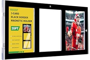 RIXUGIT 3-Card Black Border Magnetic Card Holder - 5-Pack 35pt One Touch Card Cases with Enhanced Magnets, Collectible Black Border Card Holders, Magnetic Card Cases for Standard Cards Storage and Display