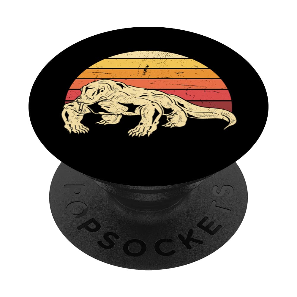 Retro Wild Lizard Exotic Reptile Animal Lover Komodo Dragon PopSockets Swappable PopGrip