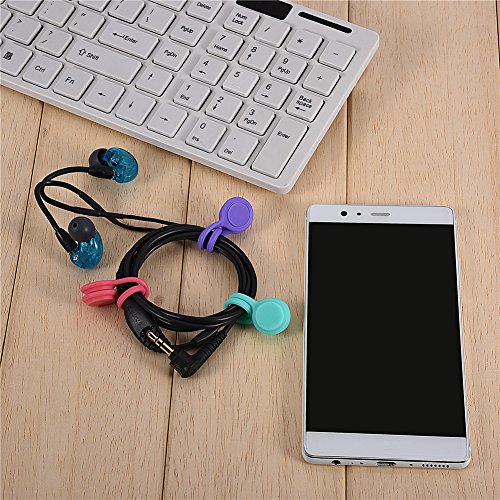 Tihebeyan Pack of 3 E-Clip Magnetic Twist Ties for Bundling and Organizing, Multi-Color Magnet Cord Winder for Data Cable, Earphone Cord, Keychains Management(Purple Red Blue)