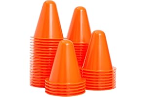 Maplefield Juvale Mini Safety Cones - 3 in Diameter, Orange, Pack of 50 - Soccer Training Equipment, Hockey Drills