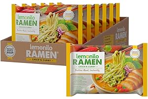 Lemonilo Ramen - Chick'n Curry Soup - Healthy Instant Ramen - Oven-Baked Noodles with Tumeric - Made with All-Natural Ingredients - Quick Meal Kit (2.57 Oz) - Pack of 6
