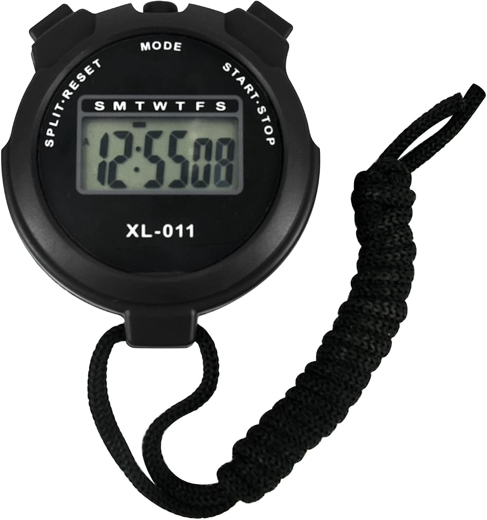 BEHAHAI Digital Stopwatch Timer Large Display Lap Split Training Clock Black