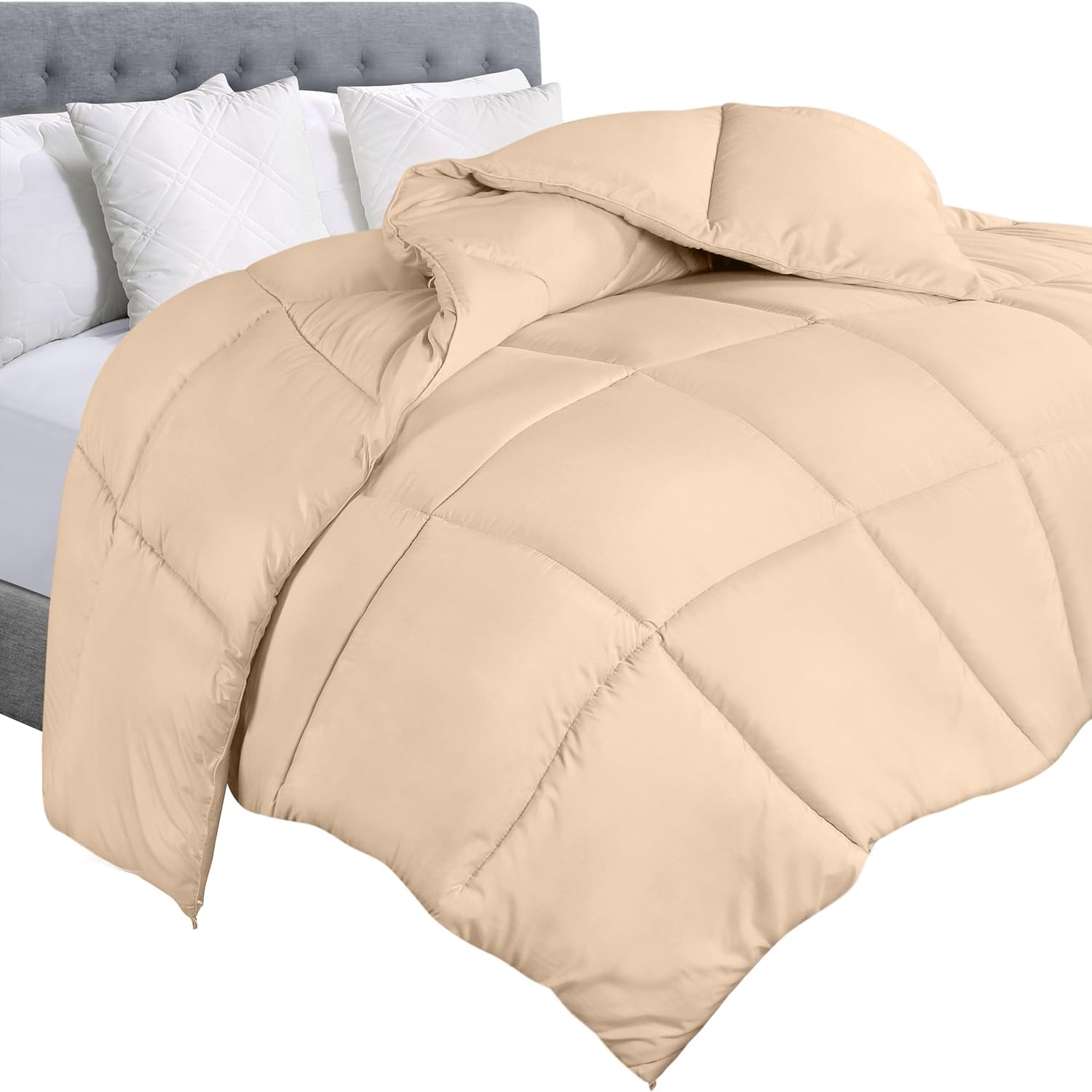 Utopia Bedding King Comforter Duvet Insert, Quilted Quatrefoil Navy Comforter with Corner Tabs, Box Stitched Down Alternative Comforters King Size 90 x 102 inches