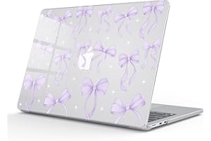 AdorableWhimsy for MacBook Air 13 Inch Case 2025 2024-2022 Release A3240 M4/A3113 M3/A2681 M2 Purple Bow Design Clear Girly C