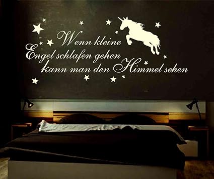 Fluorescent Sticker Mural Avec Inscription En Allemand Si Son Petit Ange Vous Kns Ciel Le Voir Dans Le Noir Fluorescent 1 X 50 Cm Amazon Fr Cuisine Maison