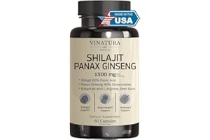 VINATURA Shilajit for Men and Women - 1000mg Pure Himalayan Shilajit Capsules, standardized to 50% Fulvic Acid - 60 Capsules