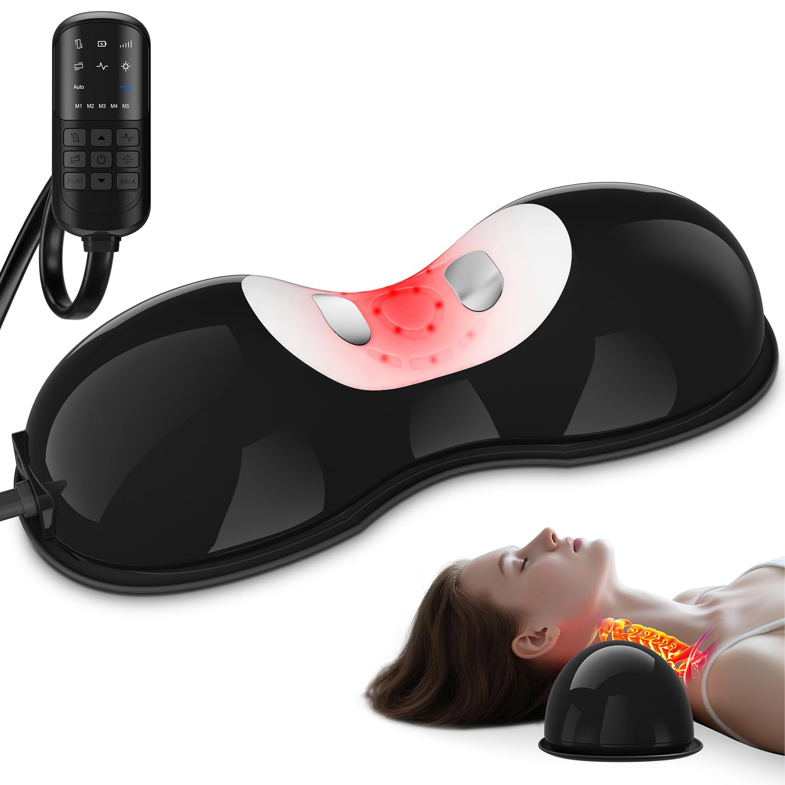 Photo 1 of Neck Stretcher, Red Light Therapy Cervical Traction Device with Dynamic Neck Traction, Heat Therapy, Hump Corrector Relaxer