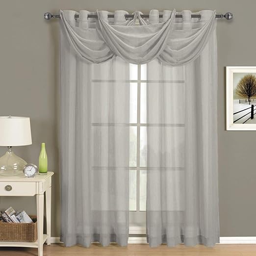Amazon Com Royal Hotel Abri Gray Silver Grommet Crushed Sheer
