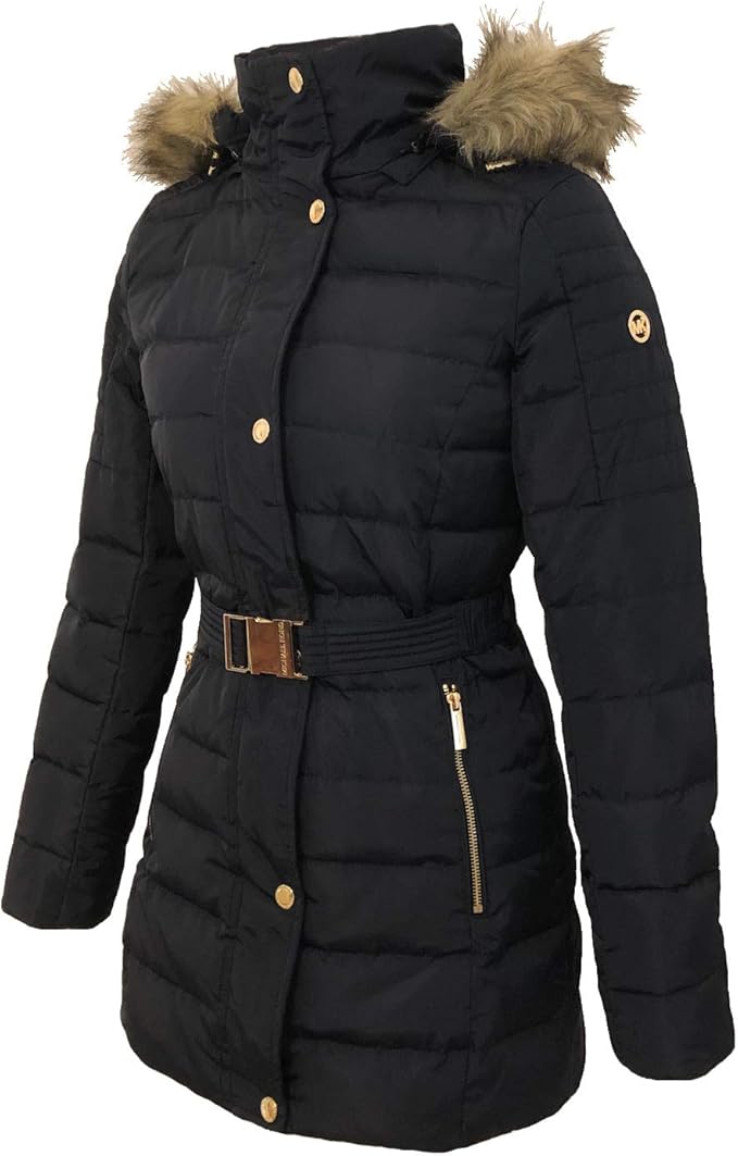 michael kors petite faux fur hooded down coat
