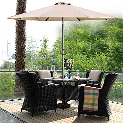 image for Aok Garden LED Outdoor Umbrella,9 ft Patio Umbrella LED Solar Power wi