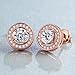 Stud Earrings 18K Rose Gold Plated Cubic Zirconia CZ Halo Ear Stud Hypoallergenic for Women with Sensitive Ears Jewelry Gift