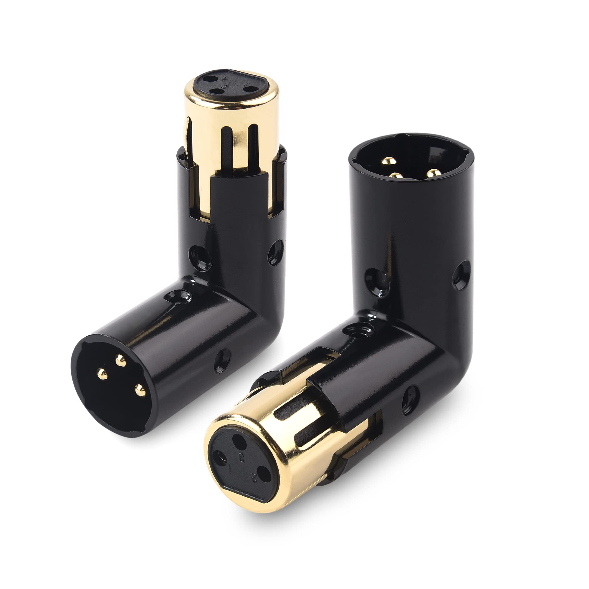Cable Matters 2-Pack Adjustable Male to Female Right Angle XLR Adapter in Black (XLR 90 Degree) & 120 Ohm 3-PinXLR Terminator/DMX Terminator - Optimal Signal Integrity for Lighting and Audio System