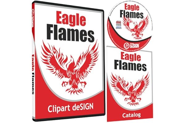 Eagle Flames Clipart-Falcon/Bird Vinyl Cutter Plotter Clip Art Graphics-Digital Sign Making Design Images-EPS Vector Art Software CD-ROM