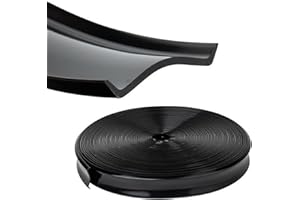 TEEGROOW 1'' RV Trim Molding Insert, 50 FT Heavy Duty RV Weather Stripping Exterior Replacement, Black Rubber Vinyl RVs Trim, Waterproof Screw Cover Corner for Camper Travel Trailer Boat Channel