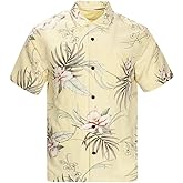 Havana Breeze Men's Hawaiian Floral Shirts Silk and Linen Button Down Casual Tropical Holiday Beach Shirts