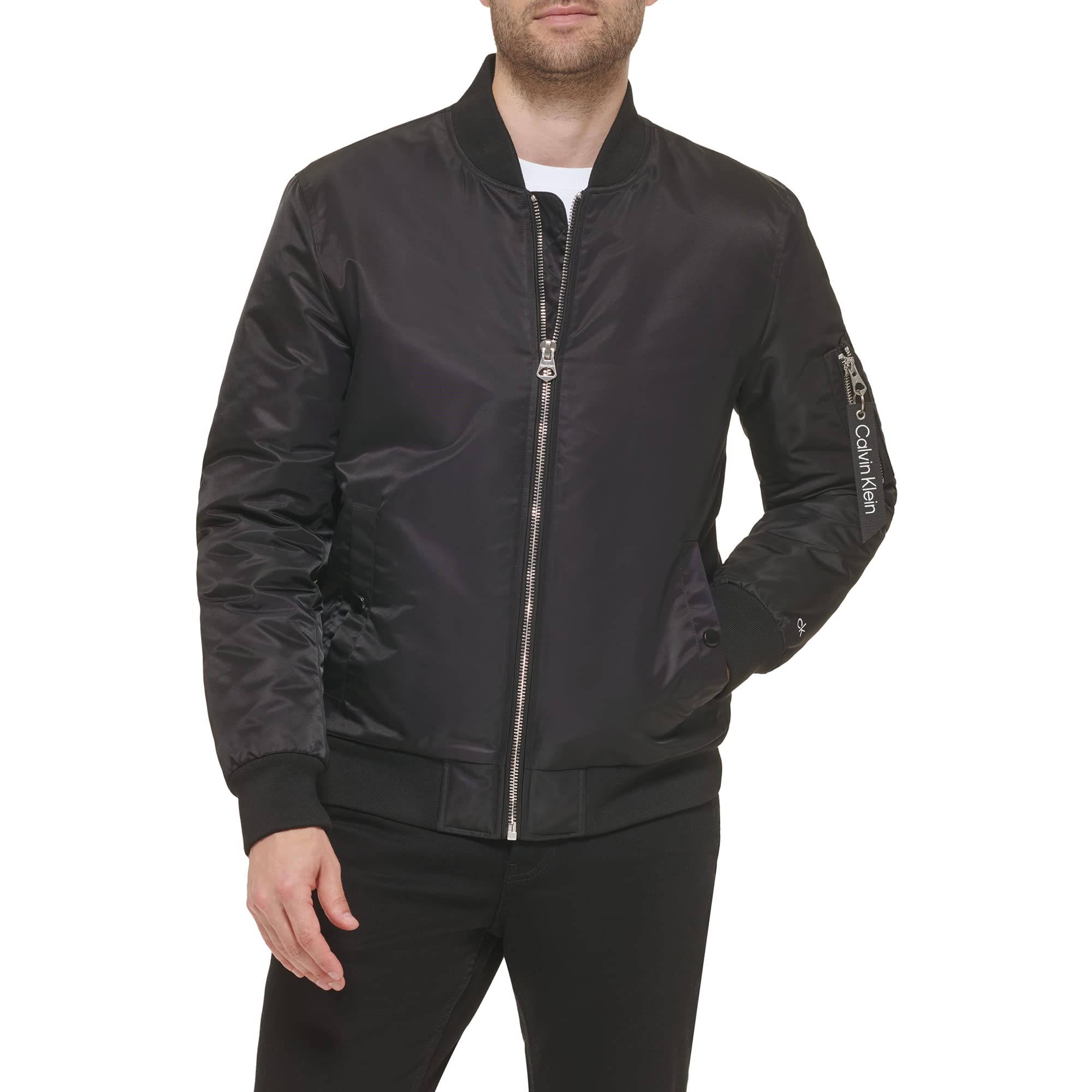 Calvin Klein mens OUTERWEAR Bomber,Black,Small