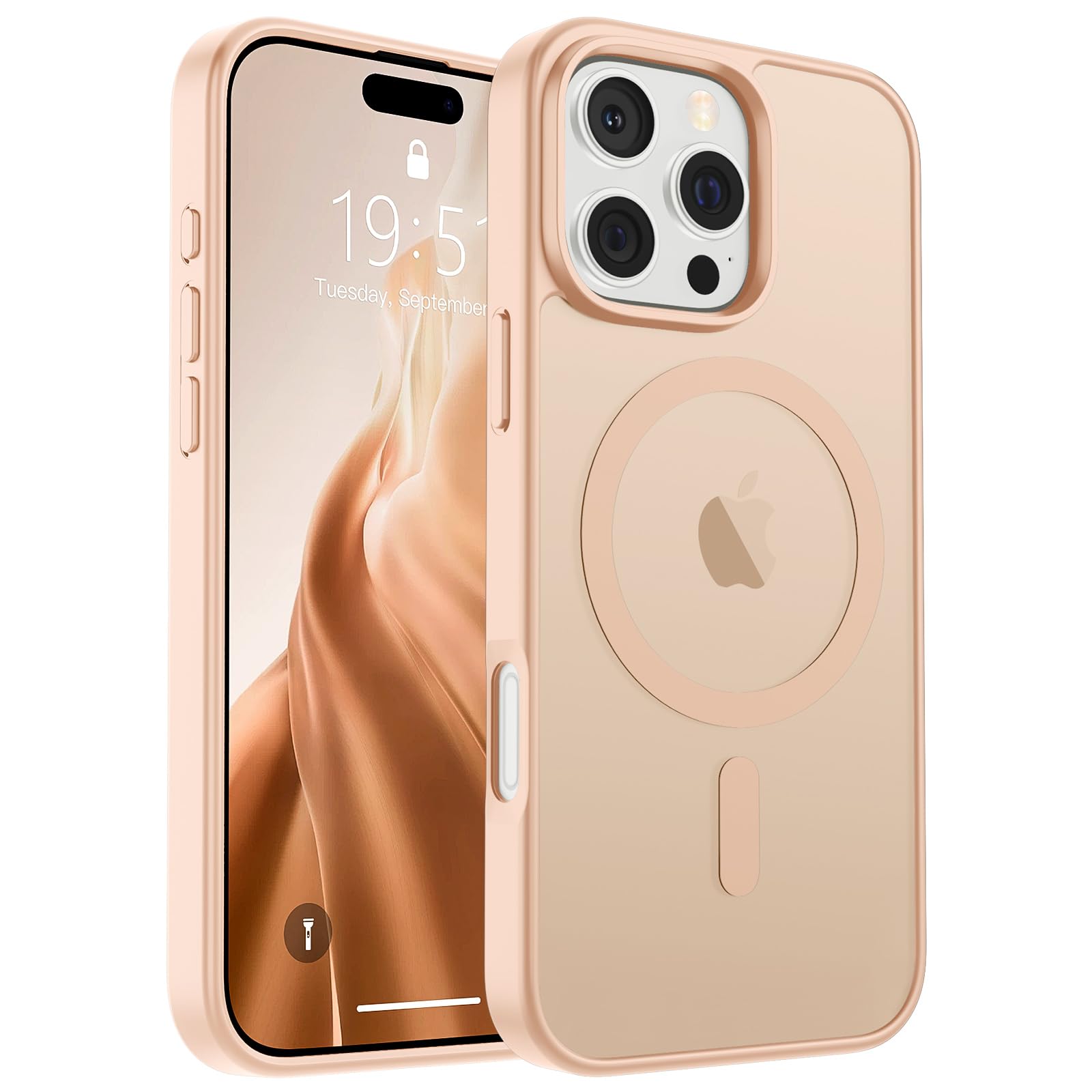 Photo 1 of SUPFINE Magnetic for iPhone 16 Pro Case (Compatible with MagSafe) (10 FT Military Grade Drop Protection) Slim Translucent Matte Shockproof with Anti-Fingerprint Phone Case,Sand Pink