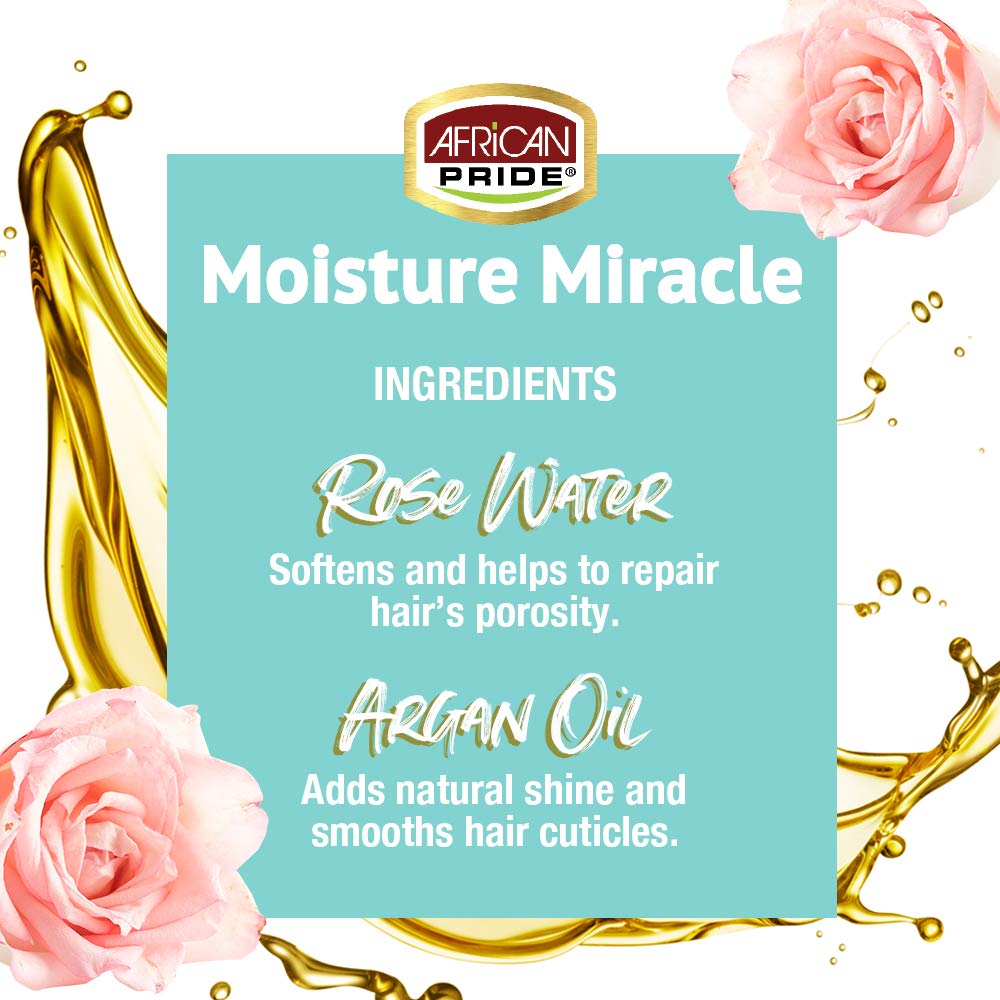 African Pride Moisture Miracle Rose Water & Argan Oil Curl Mousse - Flexible Hold, Enhances Curls, Creates Wave Patterns, No Residue, Deep Moisture, Adds Shine, Strengthens & Protects Hair, 8.5 oz : Beauty