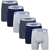 AIRIKE Boxer Briefs Men Pack Long Leg Soft Black Underwear Big Size and Tall Underpants