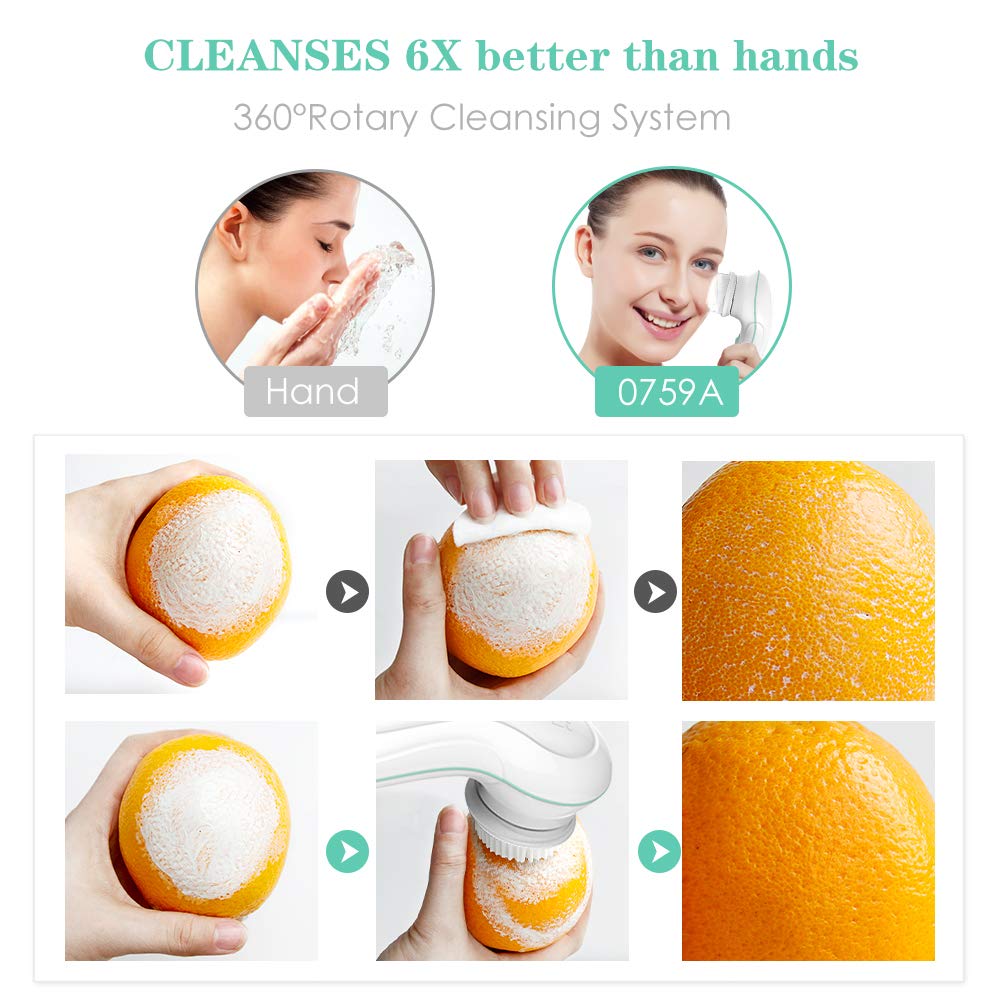 TOUCHBeauty Facial Brush Skin Deep Cleansing & Exfoliating Device with 3 Spin Brushes Original & Official Manufacture Direct | Travel Case, Waterproof, Battery Powered Mint Green: Beauty