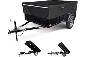 FGENKI 5x8 Utility Trailer Cover, 600D Waterproof Windproof Heavy Duty Black Dump Trailer Cover