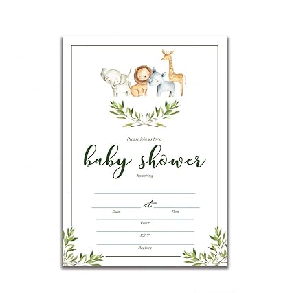 Amazon Com Impression S Safari Animals Baby Shower Invitations Boy Amazon Com Impression S Safari Animals Baby Shower Invitations Boy