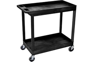 Luxor 32" x 18" Tub Storage Cart 2 Shelves - Black, (EC11-B)