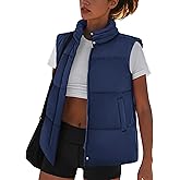 Zeagoo Puffer Vest Women Lightweight Fall Sleeveless Jackets Zip Up Puffy Outerwear Quilted Gilet Winter Pocket Outfits