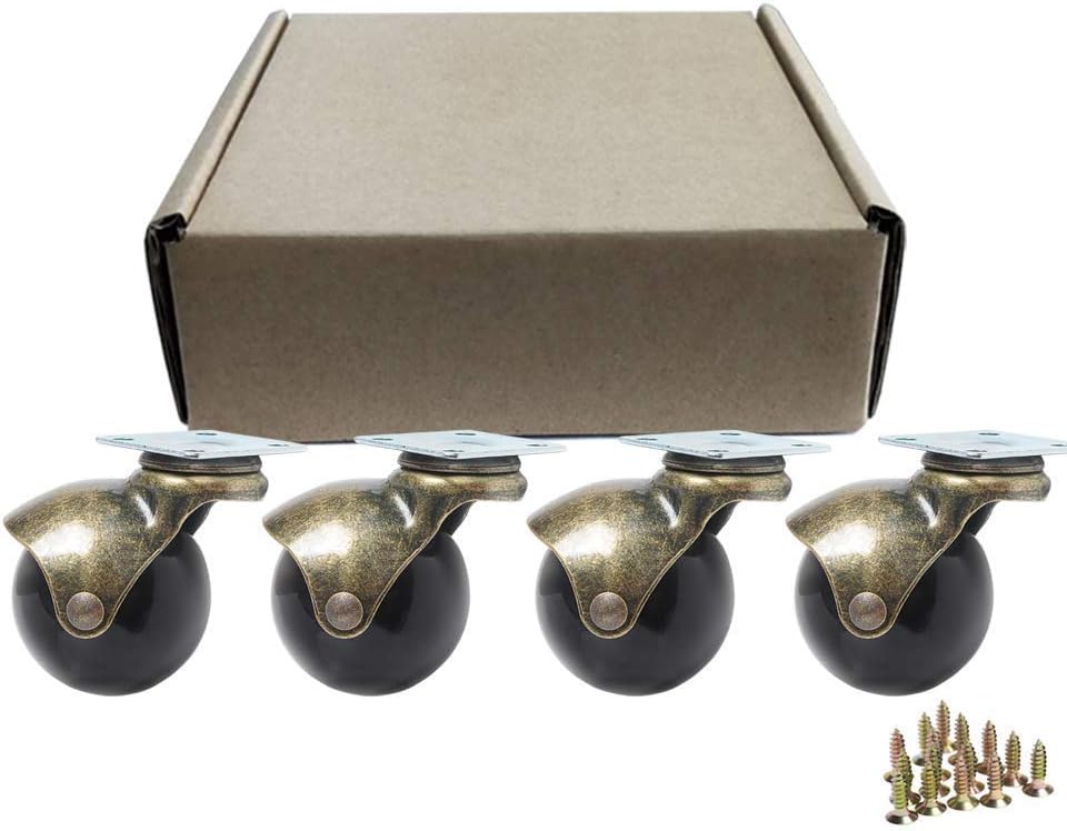 Swivel Hooded Ball Castor Wheels 40mm with Screws 360 Degree Rotating Ball Castors Office Furniture Replacement Castors 4 Pack