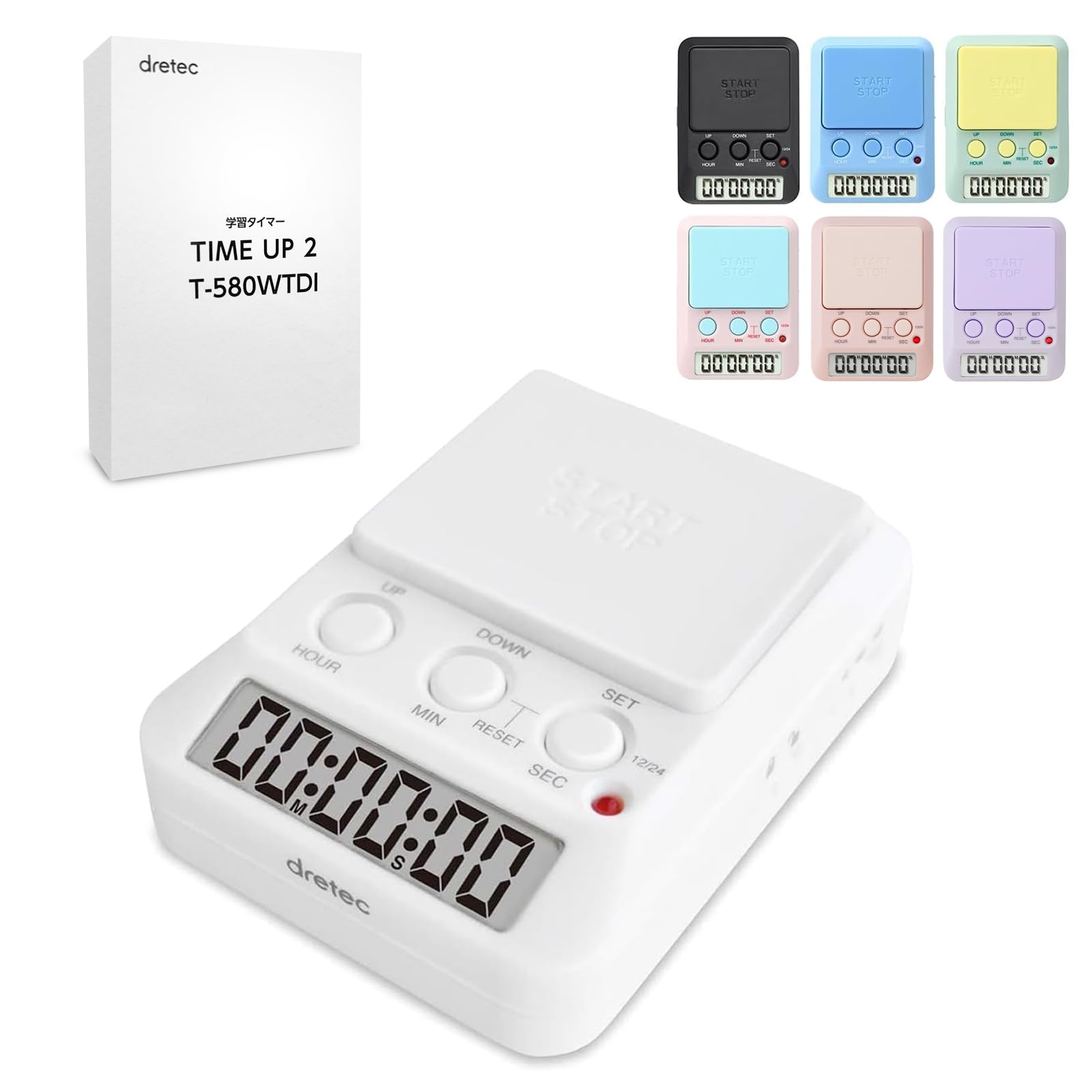 dretec(ドリテック) 勉強タイマー タイムアップ2 消音 T-580WTDI ホワイト商品画像