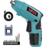 Kiprim ES3 4V Cordless Electric Screwdriver, Power Indicator Light Blue | Compact 4V cordless screwdriver with built‑in rechargeable battery.Equipped with front LED working light and power indicator.