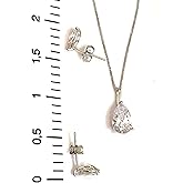 pierrelorren 3 carat Diamond Necklace Diamond Stud Earrings for women 18k White Gold SET Teardrop Solitaire Necklace Tear Drop Solitaire Earrings Handmade Jewellery Birthday Anniversary Christmas