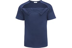 Deyeek Unisex Chemo Port Shirts Post Shoulder Surgery Recovery Shirts Tear Away Side Zippers Off Full Open Chemo Clothing