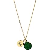 Sorority Shop KD Necklace - Kappa Delta Green Druzy Gemstone Necklace With Engraved Pendant – 14K Gold Dipped Jewelry with Green Gemstone – Sorority Gift, Charm Paraphernalia