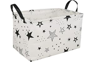 KUNRO Rectangle Toy Bin Waterproof storage organizer for Nursery Hamper Home decor Closet Kids Bedroom Laundry Baby Gift Shelf Baskets(Star)