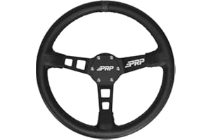 PRP Seats Deep Dish Steering Wheel 13-inch - Leather Grip, Matte Black Aluminum, 6 Point Bolt Pattern, Black Grip
