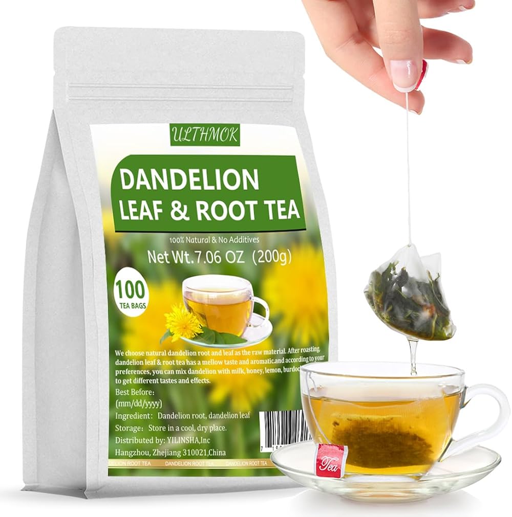 ULTHMOK Premium Dandelion Root & Leaf Tea 100 Bags 7.06 Oz Liver Detox