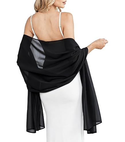 Wander Agio Womens Shawl Party Wraps Evening Dress Bridesmaid Long Scarves for Wedding Lightweight Chiffon Translucent Black 18 at Amazon Women's Clothing store