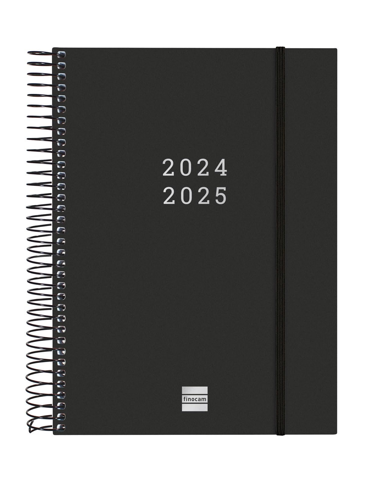 Finocam – Spiral 2024-2025 18-Month Diary 2 Days per Page July 2024 – December 2025 (18 Months) Black International