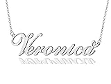 AOLO Veronica Heart Name Necklace Silver Stainless