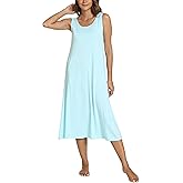 GYS Sleeveless Nightgowns for Women Soft Bamboo Viscose Night Shirts Tank Sleepwear with Pockets Long Sleep Dress