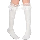 Lace Knee High Socks Cute Knee High Socks with Lace Bow Ruffle Trim Calf Sock Lolita Stockings For Women Princess